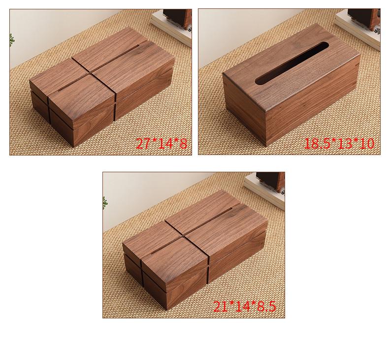 Black Walnut Solid Wood Tissue Box - Living Room Desktop Napkin Holder