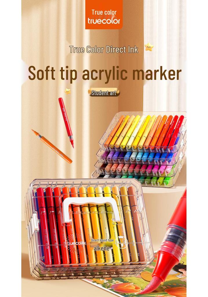 True Color Stackable Soft Tip Liquid Acrylic Marker for Student Art & Drawing