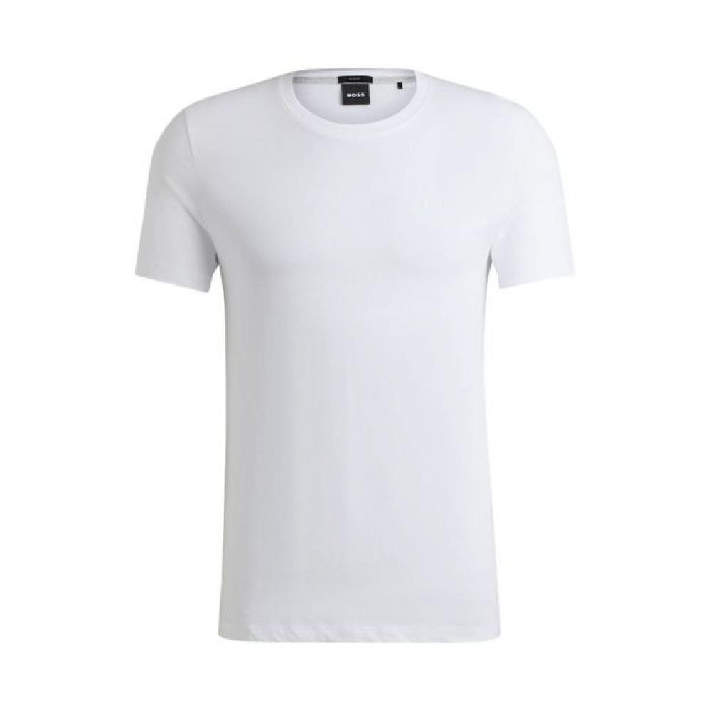Boss 30  Off Slim FiT Liquid Finishing Pure CoTTon T shirT whiTe  50321682100 