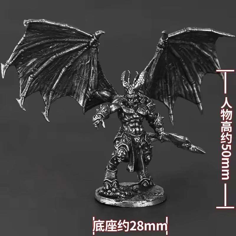 Vintage Metal Hell Demon Soldier Miniature Model War Chess Board Game Piece Car Ornament Collectible Toy