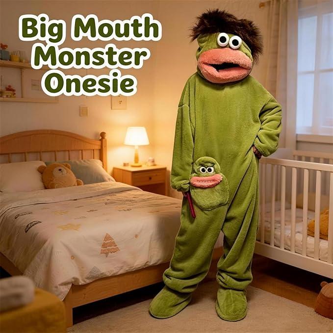 Tuta Mostro Bocca Grande, Accappatoio in Pile Corallo, Tuta Kigurumi Cartone Animato, Costume Cosplay Adatto Per Halloween Costume Cosplay NON INCLUDE Pettine