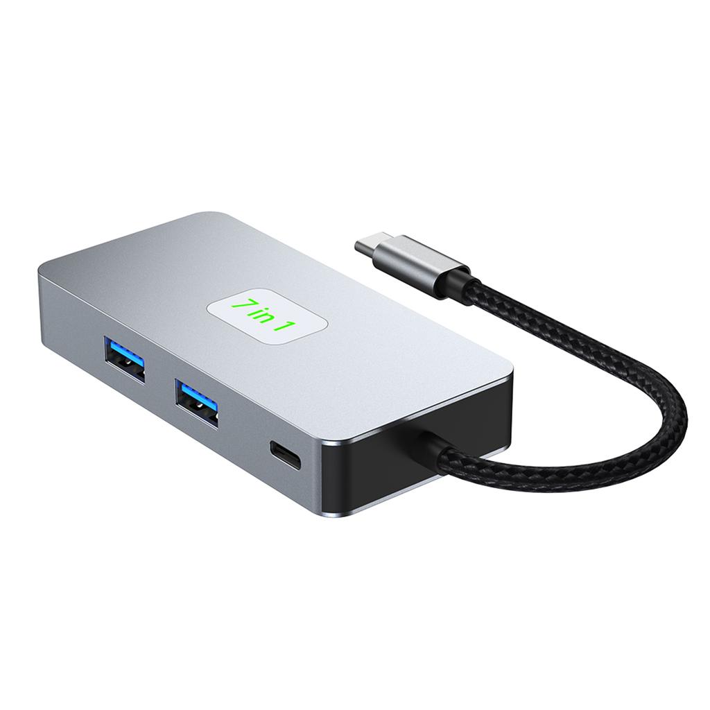 7 In 1 TYPE-CtoRJ45 2.5G 10G USB3.2 HDMI PD100W SD TF Interface Hub Adapter Dock