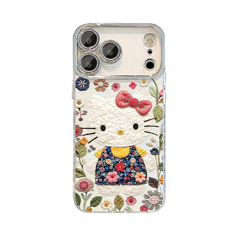 Floral cat bracelet is suitable for Apple 17promax mobile phone case iphone15 cute cartoon 16 shell pattern 14.