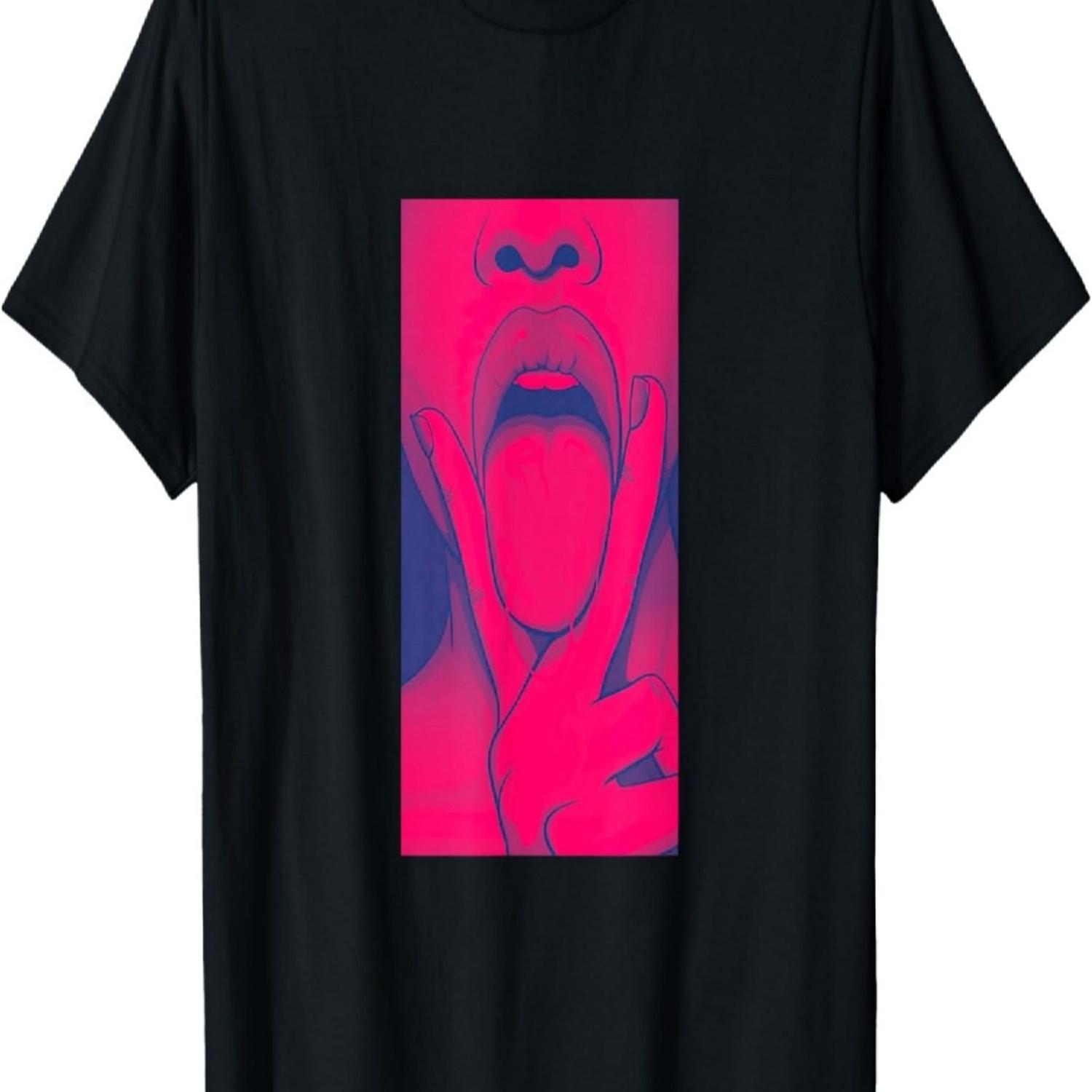 

Provocative t-shirt, attractive shirt tongue between fingers T-Shirt S чёрный