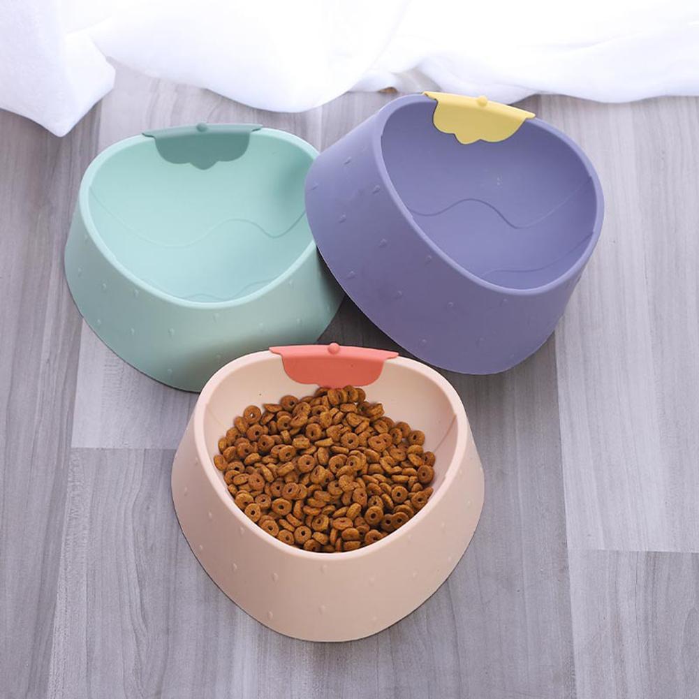 Cartoon Pet Food Bowl Strawberry Pattern Non-slip Anti-overturning Kitten Feeding Bowl Feeder Pet Supplies
