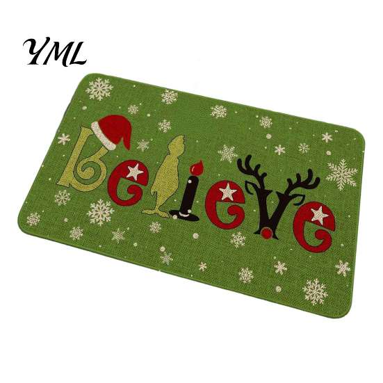 Christmas Bathroom Door Rug Mat, Festive Entrance Rug, 35" x 24" Non-Slip Washable Indoor Floor Mat Welcome Water Absorbent for Kitchen Holiday
