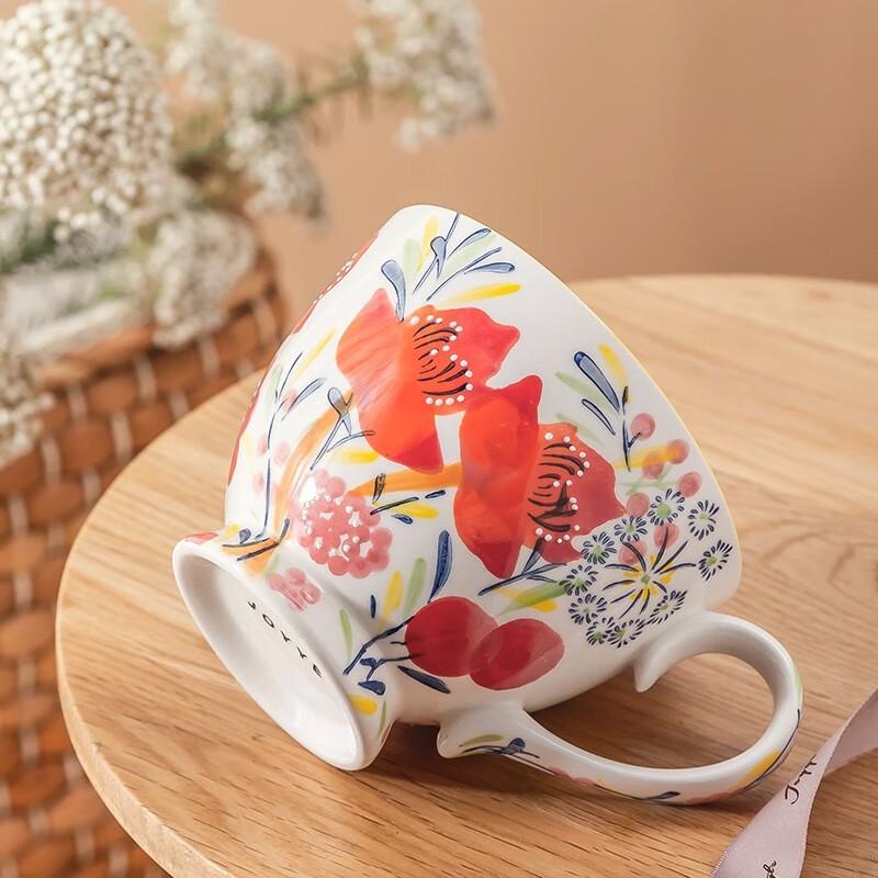 JOYYE Large Capacity Underglaze Ceramic Mug with Spoon