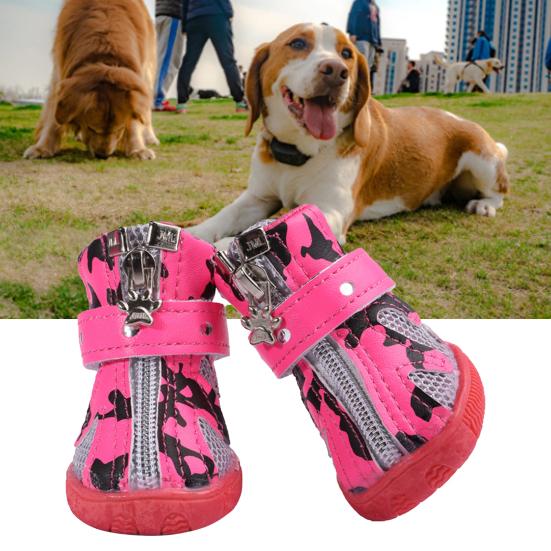 

4 шт. Стильная обувь для домашних животных, способная водонепроницаемые легкие собачьи сетчатые ботинки для средних собак