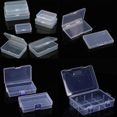 Obdĺžnikový stolový úložný box s vekom Domov Priehľadný plastový úložný kontajner Box na vizitky Organizér na make-up Krabička na náušnice Doplnok