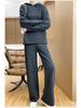 Koreanischer Stil Herbst/Winter 2025 Damen Kapuzen-Strickpullover & Weitbeinige Hosen Set