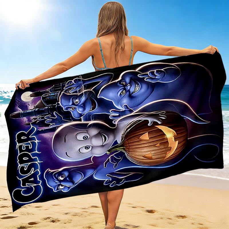 1Pc Casper Halloween Adventure Beach Towel, Quick Dry, Multi-Use for Beach Pool Gym Yoga Home Travel, Christmas, Halloween, Xmas Gift M929424
