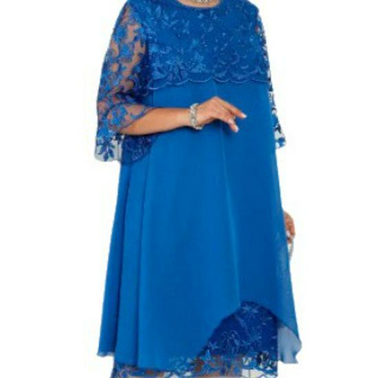 European & American Women's Embroidered Patchwork Round Neck Five-Point Sleeve Casual Dress