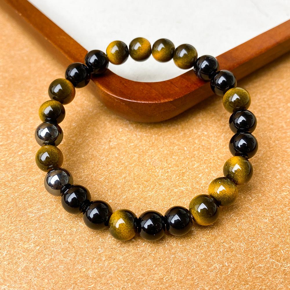Xiyin TK Bracelet: Tiger Eye Stone, Obsidian, and Black Gallstone for Crafting 8mm