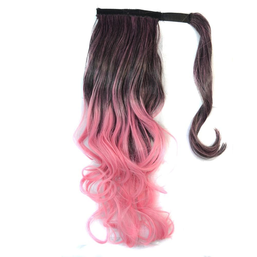 Wavy Ponytail Hair Extension Colored Gradient Hair Piece Fashion Ponytail Wig  Women