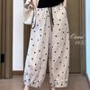 Women's Polka Dot High-Waisted Wide-Leg Linen Pants - Slimming, Nine-Point, Loose Fit, Summer Casual