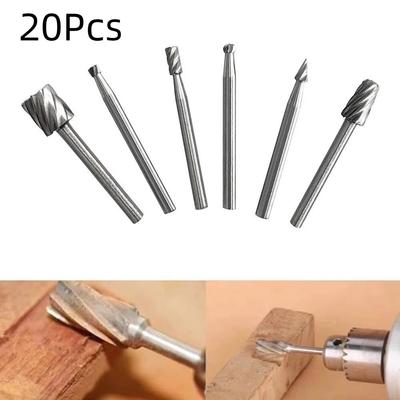 20Pcs High-Speed Steel Rotary Burrs Set 3mm Shank Grinding Tool Set  Carpenter Use