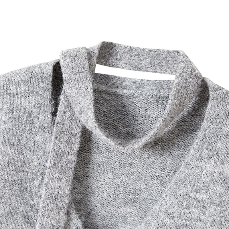 Women's V-Neck Wool Blend Striped Sequin Knit Cardigan