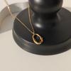 Retro Water Wave Oval Necklace - Women's Stainless Steel Clavicle Chain