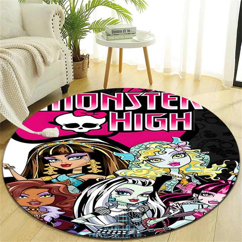 1pc Monster High Draculaura2 Design Printed Area Round Carpet for Bedroom Living Room Home Decor Rugs Mat Non Slip Mat Rug for Bedside