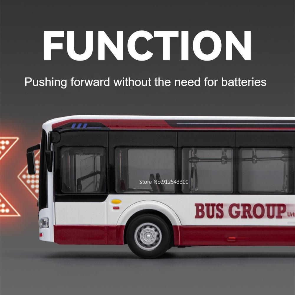 1:42 Scale New Energy Bus Model Toy Car Sound Light Pull Back Metal Body Electric Cars Models Collection Gifts for Children