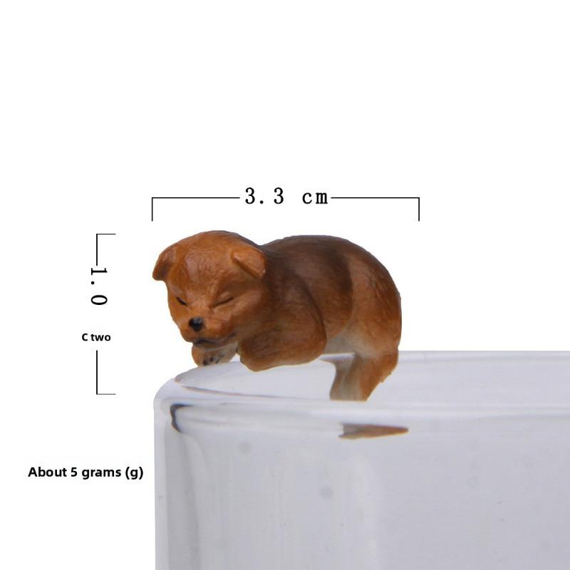 Realistic Warm-colored Super Cute Shiba Inu Seaweed Ball Cup Garden Landscape Figurine Cup Rim Figurine