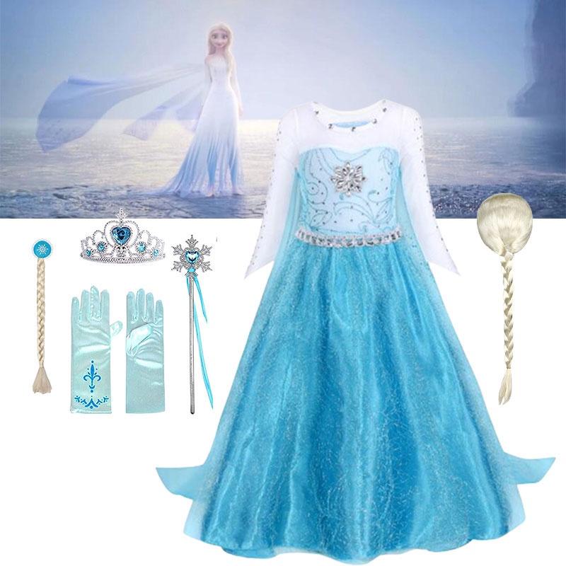 Elsa Princess Dress For Girls Halloween Costume Kids Fairy Tale Dress