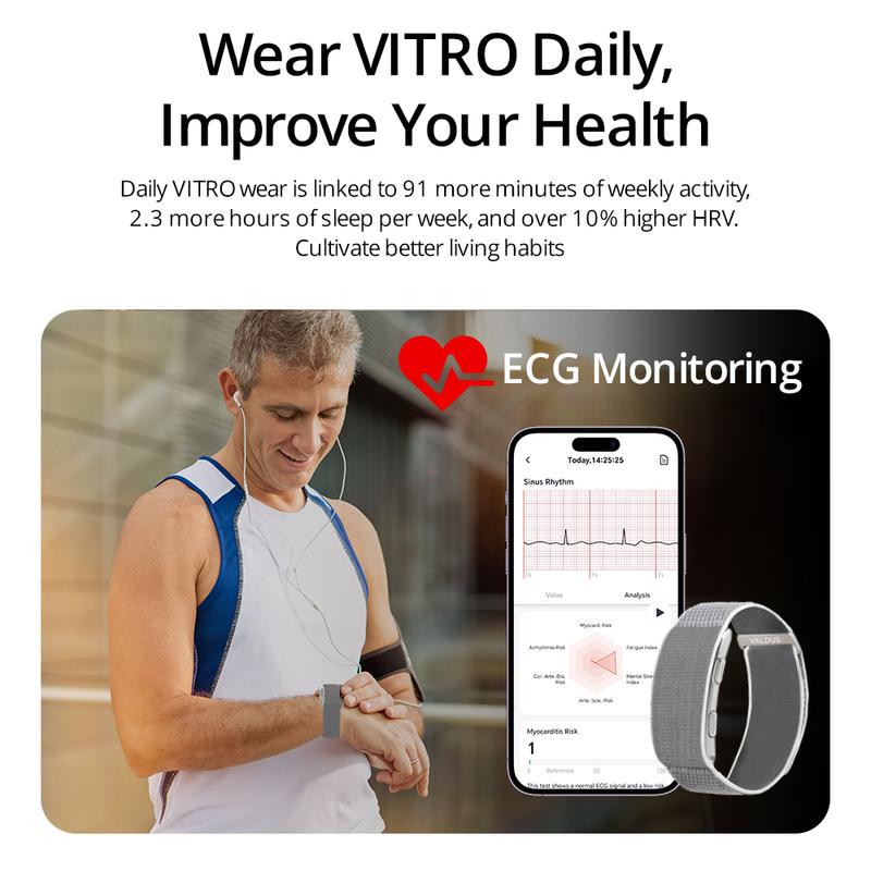 VALDUS New VITRO Smart Bracelet ECG Health Tracker Sports Fitness Heart Rate Blood Pressure Man Woman Wristband For ios Android