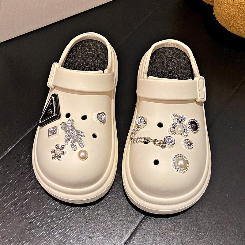 

EVA новые дырчатые туфли новые пляжные нескользящие для ходьбы по морскому берегу ощущение ходьбы по говну парные тапочки женские летние 40-41 абрикосовый