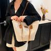 New Large-capacity Straw Weaving Contrasting Colors Fashionable Popular Single Shoulder Underarm Tote Bag Casual Beach Handbag Women