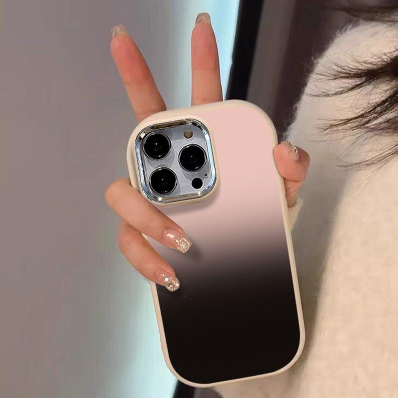 Two-tone pink black phone case suitable for iPhone 16 15 14 13 12 11 Pro/ Max/Plus anti-fingerprint shock-proof rear cover