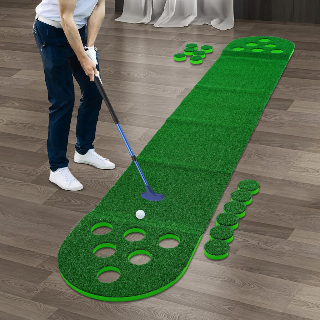 Mini EVA Golf Course,Green Floor Mount Putter Golf Pong 299.72*48.26*2.54cm for Indoor and Outdoor