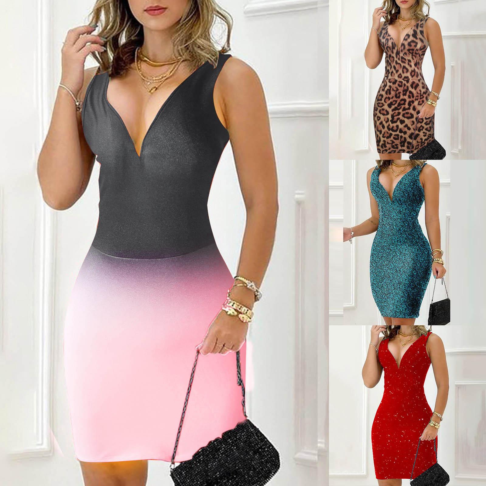 

Женская мода Глубокий V-образный вырез Сексуальный пакет Бедро Платье Halter Backless Открытое платье