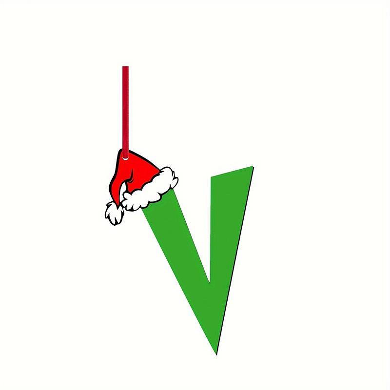 Green Elf Style 26 Letters Christmas Tree Hanging Ornaments DIY Craft Gift Tag Merry Christmas Decoration for Home 2026 New Year