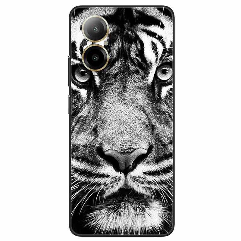 For Realme C67 4G Case Animals Painted Black TPU Silicone Soft Bumpers for RealmeC67 4G C 67 RMX3890 Phone Covers Wolf Cool Bags