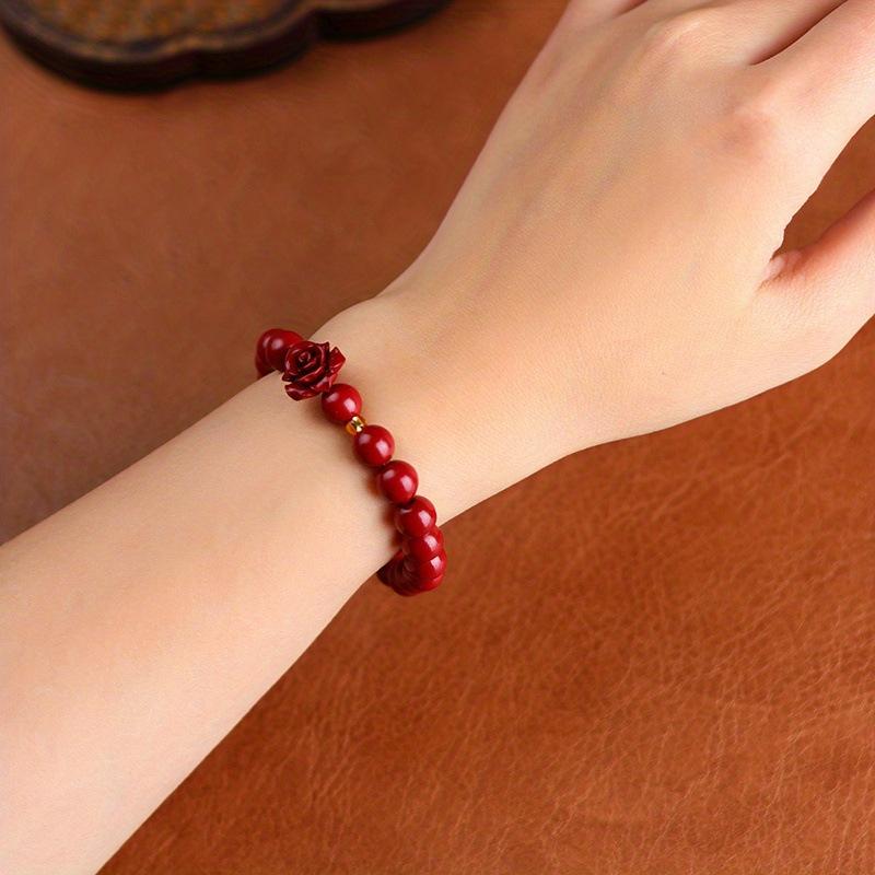 

JYL TS Bracelet Rose Beaded Floral Design Awakens Love & Prosperity T190-8mm сієнна темного кольору
