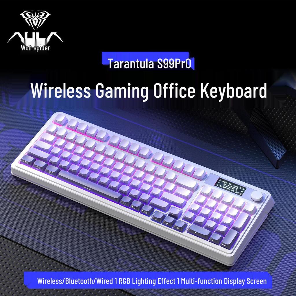 AULA S99PRO Silent Mechanical-Feel RGB Keyboard: Ergonomic, Long Battery, Triple-Mode