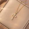 Stainless Steel Chain Fashion Luxury Zircon Cross Pendant Necklaces for Women Men Cool Gold Silver Color Cross Jewelry Gifts