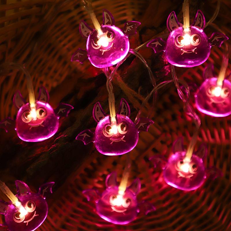 Halloween LED String Lights: Colorful Skull, Bat, Tombstone, and Pumpkin Decorations