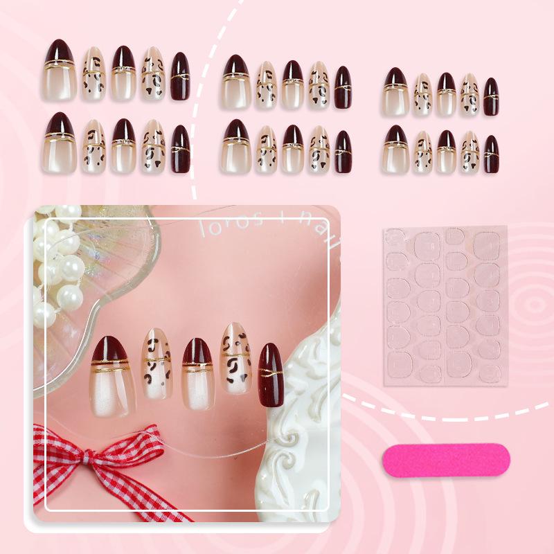 30-Piece Autumn/Winter Gold Leaf & Leopard Print Nail Art Stickers - Removable, Wearable, High-Grade Design