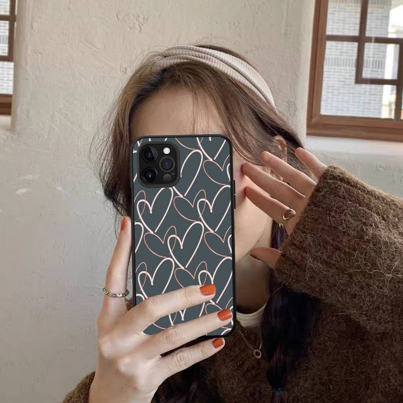 Cute Love Heart Phone Case for iPhone 11 12 13 Mini Pro Max 8 7 6 6S Plus X 5 SE 2020 XR XS Funda Case