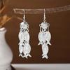 Ethnic Miao Silver Tassel Earrings - Retro Long Dangle Scenic Studs for Women