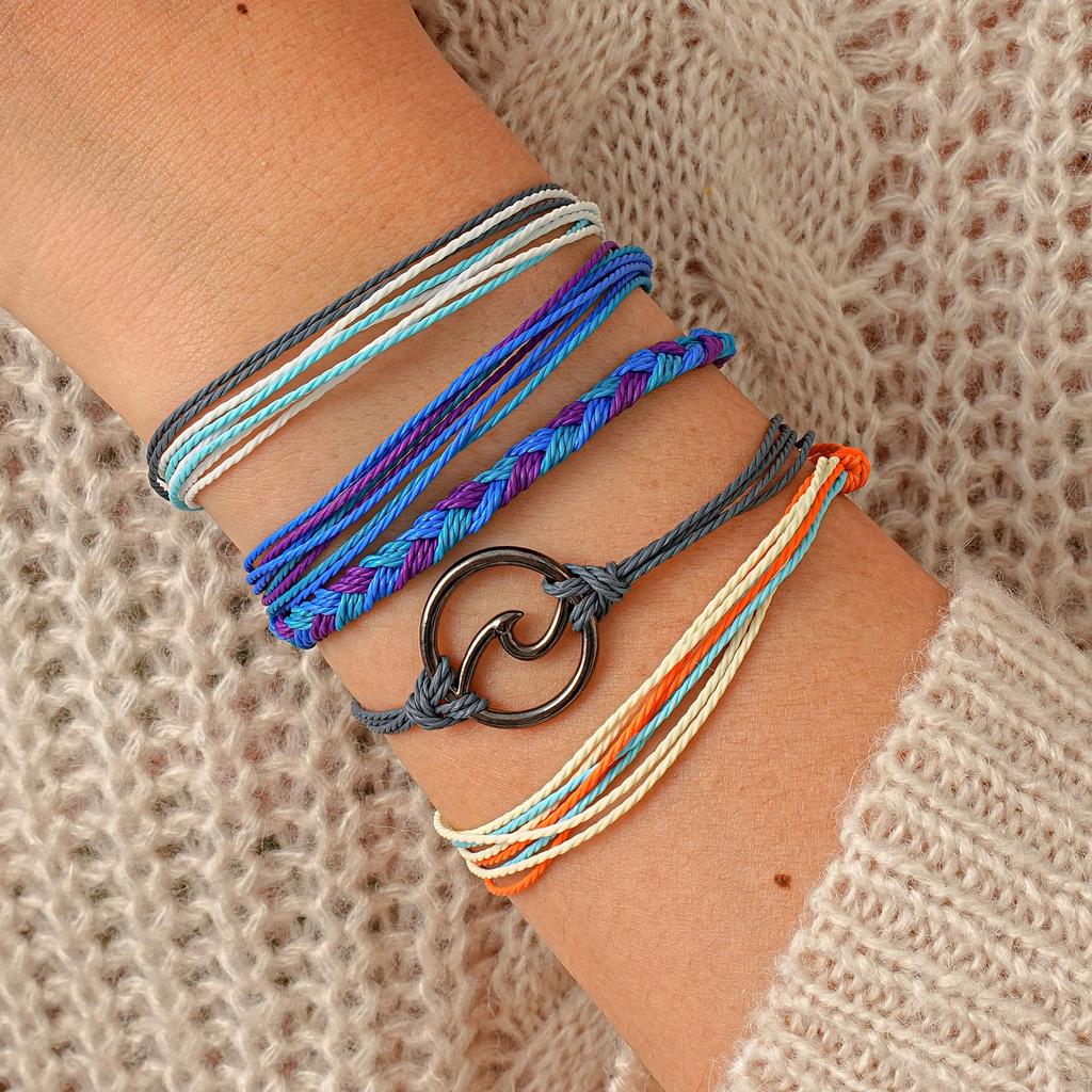 Promotional Hand-Woven Hand Rope, Retro Ethnic Style Wave Compass Accessories Multi-Color 5-Piece Set Jewelry