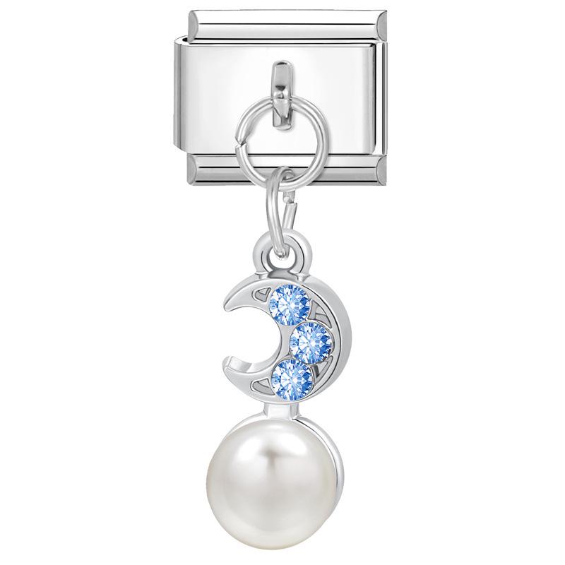 Modular Italian Steel Diamond Charm Bracelet - Personalized Handmade Jewelry Accessory