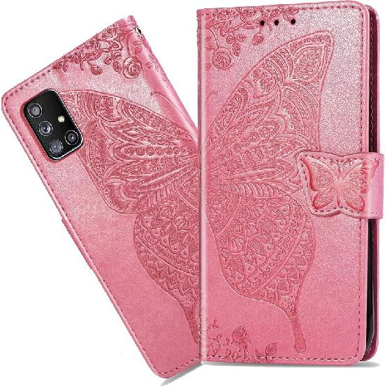 CCSmall for Samsung Galaxy A71 5G Wallet Case Bling for Women Girls, Floral Diamond Cute Butterfly PU Leather Flip Case Cover with Card Slot Holder