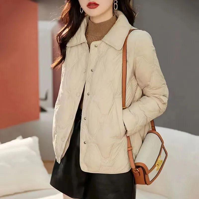 Baumwollgepolsterte Jacke für Damen 40-50: Stilvoller Petite Kurzmantel, lässiges leichtes Oberteil für Herbst/Frühling/Sommer.