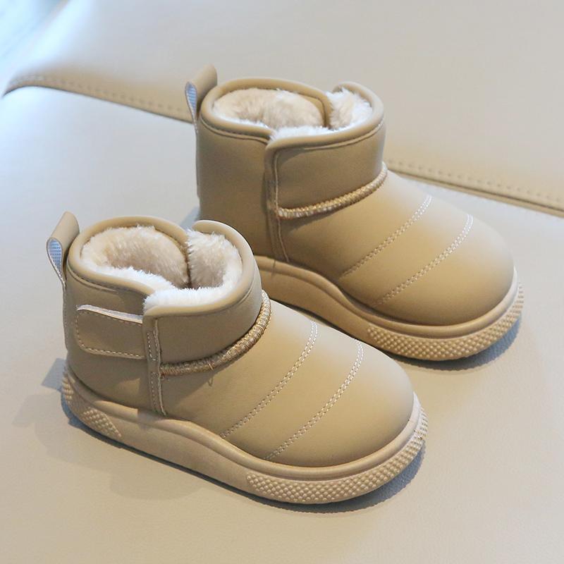

Children Snow Boots Concise Style Plush Chunky Winter Kids Short Boot Solid Color Slip-on Unisex Classic Boys Girls Shoes 21