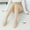 Women's High Waist Winter Faux Sheer Fleece-Lined Leggings with Socks - Nude Feeling Bare Leg Look