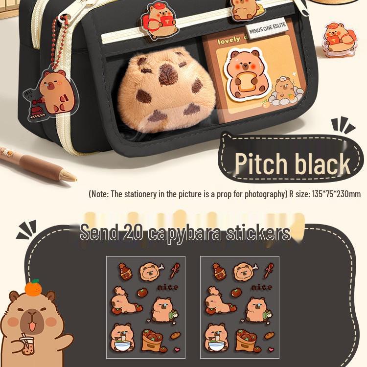 Capibara Velkokapacitní Průhledné Pouzdro na Tužky Odolné Proti Nečistotám, Roztomilé a Stylové pro Studenty Středních Škol
