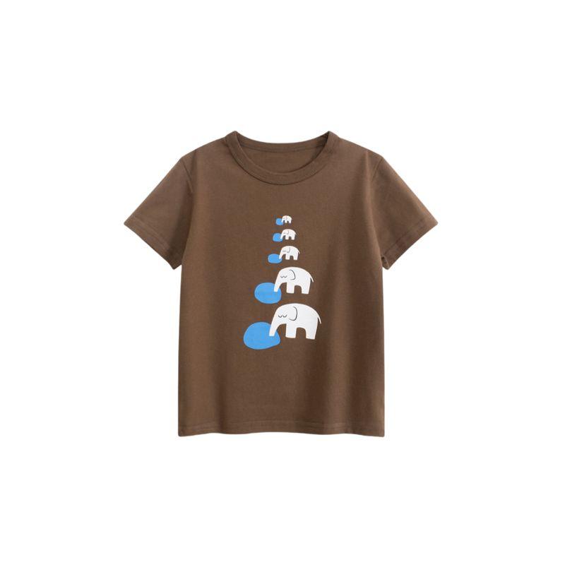 27Kids Kidsren s Short-Sleeved T-Shirt Summer Boys  Pure Cotton Half-Sleeved Tops Baby Boy Elephant Clothes Kidsren s Clothing Summer Clothing 9A038 Brown 130
