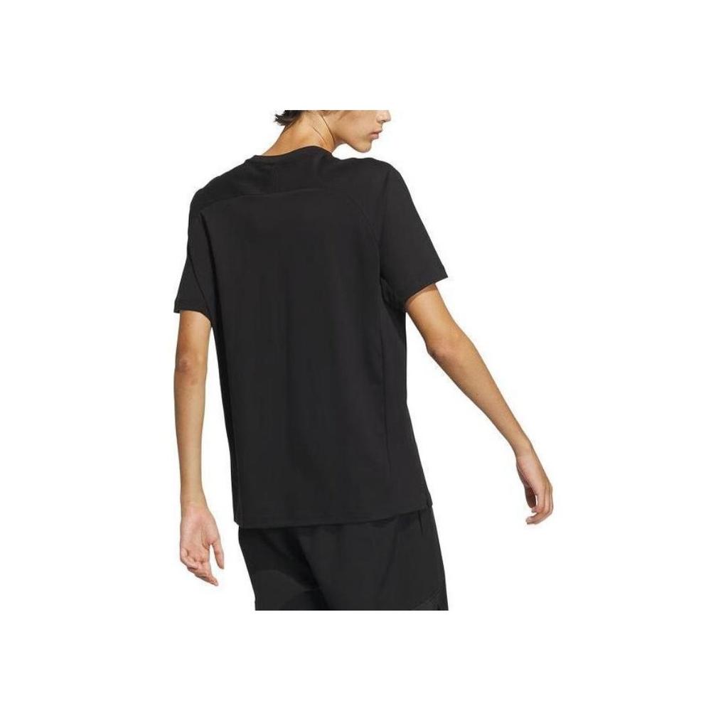 Adidas Knitted Loose Breathable Comfortable Round Neck Sport Short Sleeve T-Shirt Men Tops Black IT3937